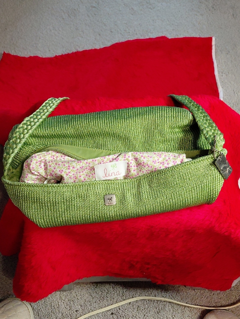 Lina Lime Woven Shoulder Bag with Braided Straps